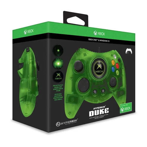 Vista 2 de Hyperkin Duke Wired Controller for Xbox One Windows 10 PC (Green Limited Edition) - Officially Licensed by Xbox