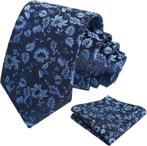 Vista 204 de Alizeal Mens 3.15inches Leaf Flower Pattern Tie with Floral Pocket Square Set
