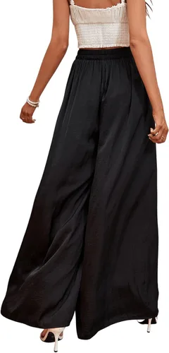 Vista 2 de Verdusa Pantalones largos sueltos con cintura elástica y pierna ancha para mujer