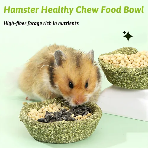 Vista 4 de BNOSDM 12 unidades de hámster comestible de Timothy Heno masticable Premium Timothy Bowl Conejo golosinas para masticar dientes Chinchilla Masticar