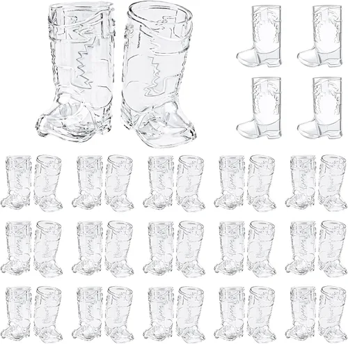 Vista 9 de SAIAOKJ Vasos de Chupito en Forma de Bota de Vaquero, 12 Piezas de 1 Onza Vasos de Chupito Mini de Plástico en Forma de Bota, Vasos de Plástico