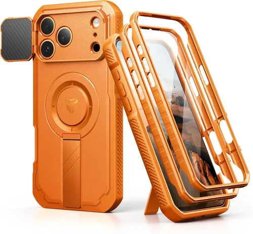 Vista 33 de Dexnor - Funda para iPhone 12 & iPhone 12 Pro con tapa deslizante para cámara, soporte ajustable y protector de pantalla integrado, carcasa