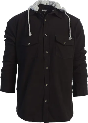 Vista 31 de Gioberti Camisa de franela a cuadros de algodón 100% para hombre con capucha extraíble y botones 100 – negro/azul real/gris.