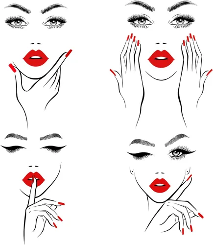 Vista 8 de Calcomanía de pared de cara sexy extraíble con ojos y labios rojos, calcomanías de pared para despegar y pegar, contorno de belleza, decoración