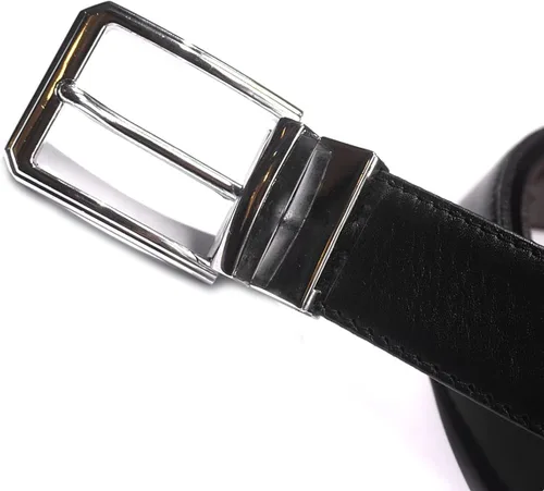 Vista 3 de Cinturón reversible para hombre, cinturón de cuero negro y marrón para pantalones de vestir