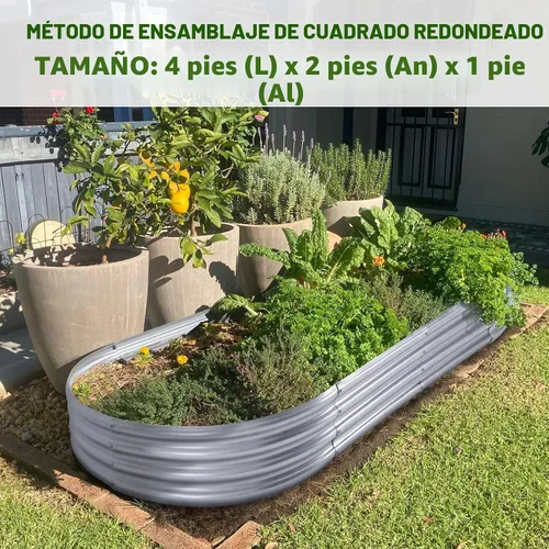 Vista 3 de Land Guard - Kit de maceta de jardín elevada de metal galvanizado, para exteriores, grande, ovalada, para vegetales