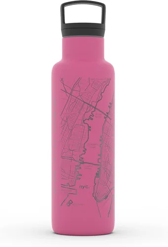 Vista 83 de Well Told Botella de agua aislada con mapa de Washington DC grabado, botella de acero inoxidable grabada (21 onzas, blanco) botella aislada de mapa