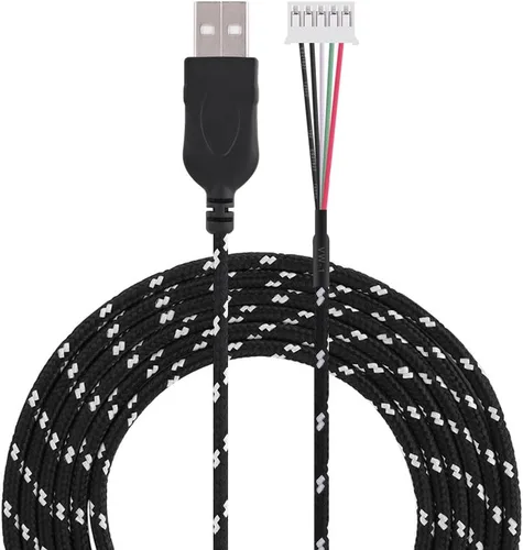 Vista 5 de Cable USB para mouse de 6.56 pies, repuesto de línea de cable de extensión de mouse, con conector de 5 pines, para Steelseries Kana