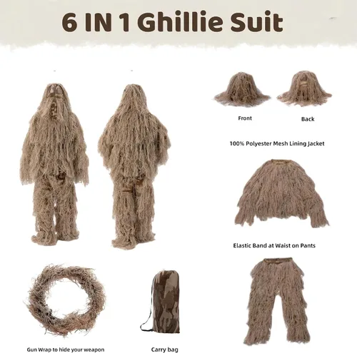 Vista 3 de Ghillie Suit for Men, 5 in 1 3D Camouflage Hunting Suits Camo Hunting Clothes for Adults