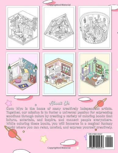 Vista 2 de Pocket Room Coloring Book Features Tiny, Cozy, Beautiful & Peaceful Rooms Illustrations for Relaxation and Stress Relieving