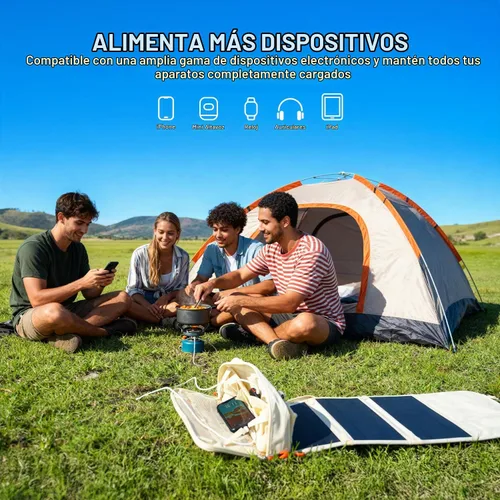 Vista 8 de Litheli Cargador de panel solar portátil de 24 W, mini panel solar plegable para camping, senderismo y uso en ventanas, IP54 impermeable, USB
