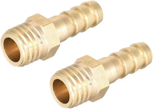 Vista 6 de uxcell Conector de montaje de latón métrico M5-0.8 macho a púa ajuste manguera ID 0.315 in 2pcs
