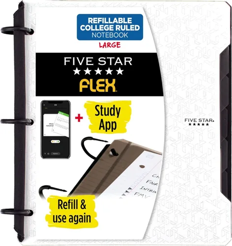 Vista 16 de Five Star Flex - Cuaderno recargable + aplicación de estudio, papel rayado universitario y carpeta de anillos TechLock de 1 pulgada con bolsillos
