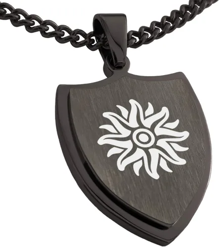 Vista 30 de Collar con colgante de escudo de dioses griegos de acero inoxidable