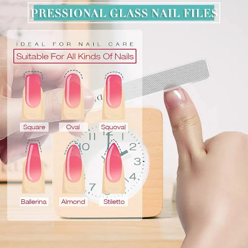 Vista 3 de Lima de uñas de cristal, 2 unidades de brillo de uñas de vidrio mejorado para uñas naturales, nano pulidor de uñas con estuche, kit de herramientas