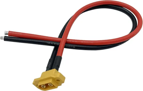 Vista 4 de 2 unidades Amass XT60E-M - Conector de batería macho montable, conector de montaje en panel XT60 con cable de 11.8 in para batería RC Lipo FPV
