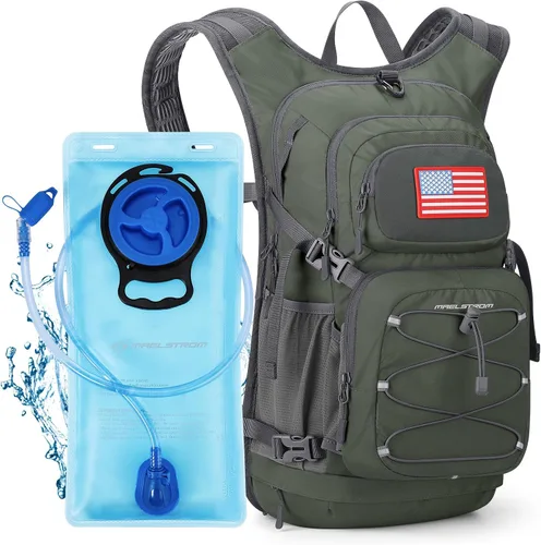 Vista 14 de Maelstrom Lightweight Hydration Hiking Backpack with 2L/3L Water Bladder BPA-free, High Flow Bite, Insulated Compartment, Reflective Strip