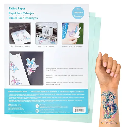 Vista 7 de Silhouette America - Papel de tatuaje temporal para impresoras de inyección de tinta Printable Tattoo Paper Compatible with Silhouette Print &