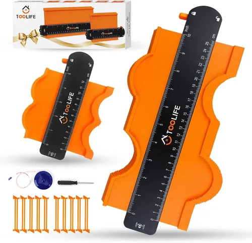 Vista 10 de TOOLIFE Medidor de contorno, regalos de Navidad para hombres, papá, marido, herramientas de carpintería para pisos, carpintería, rellenos