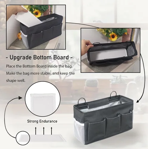 Vista 3 de Kanrichu - 2 piezas, organizador grande de 3 bolsillos para colgar en la pared, bolsa de almacenamiento de tela de lino para colgar en la puerta