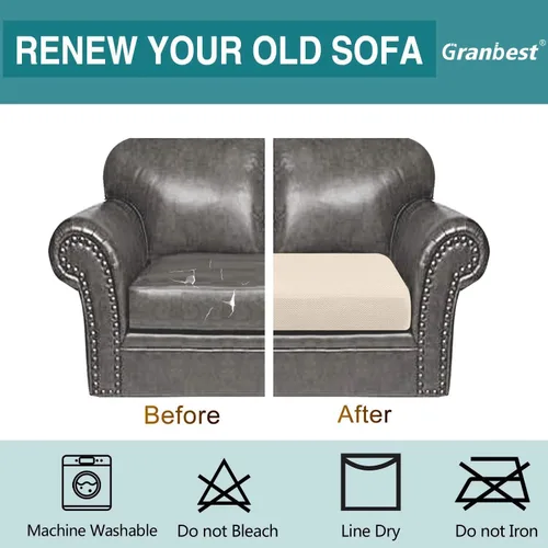 Vista 5 de Granbest Fundas de cojín gruesas y duraderas para sofá de sofá, protector de muebles para cojines individuales (cojín de sofá biplaza, beige)