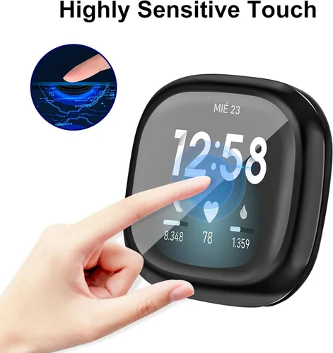 Vista 4 de [Paquete de 4] Funda protectora de pantalla compatible con Fitbit Sense 2 / Fitbit Versa 4, funda protectora completa de ajuste delgado, a prueba