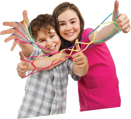 Vista 2 de JA-RU Stringy Majiggy Cats Cradle - Juguetes de cuerda chinos (1 cuna para gatos) Juegos de trucos de cuerda de mano para niños y adultos, niñas