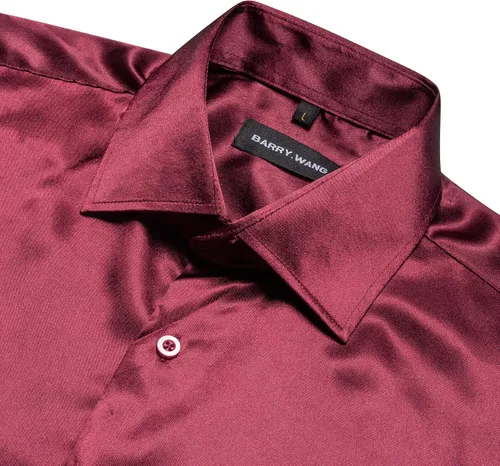 Vista 5 de Barry.Wang Camisas de vestir elásticas para hombre, de manga larga, con botones, formales, informales, negocios, bailes, fiestas, bodas