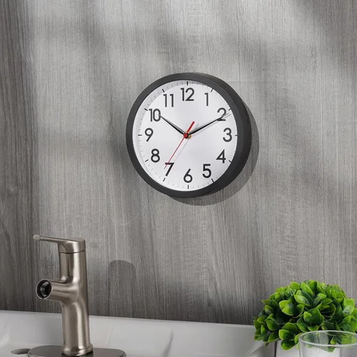 Vista 5 de AKCISOT - Reloj de pared de 8 pulgadas, silencioso, funciona con pilas, color negro