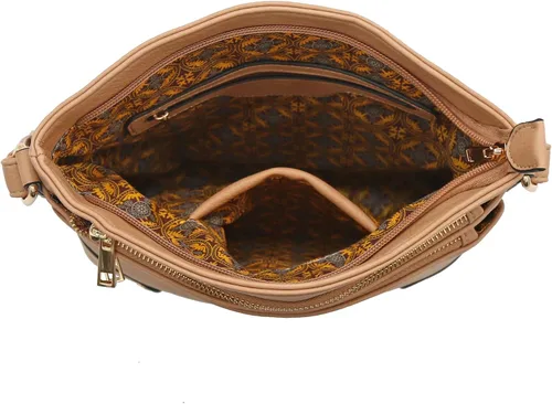 Vista 13 de Bolso cruzado grande con triple bolsillo con cremallera.