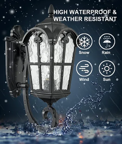 Vista 6 de YUBOLE Farol de pared exterior para porche delantero, garaje, patio, negro mate