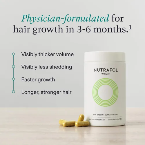Vista 2 de Nutrafol Suplemento para el crecimiento del cabello para mujeres y péptidos de colágeno en polvo, de 18 a 44 años, formulado por médicos para un