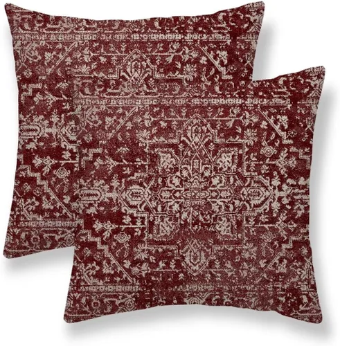 Vista 36 de Juego de 2 fundas de almohada bohemias de 16 x 16 pulgadas, color negro y marrón, fundas de almohada con patrón de alfombra étnica rústica, fundas