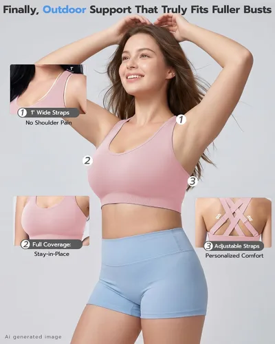 Vista 4 de FITTIN Sujetador deportivo ajustable para mujer: ajuste cómodo y soporte Negro/Azul/Rosa/Blanco