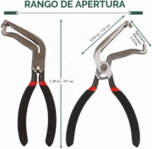 Vista 4 de Alicates de desconexión eléctrica, alicates para conectores eléctricos para autos con curva de 60 grados, herramientas para línea de combustible