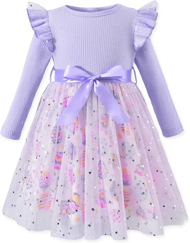 Vista 16 de Vestido de tul de manga larga para niña pequeña de 1 a 5 años Negro