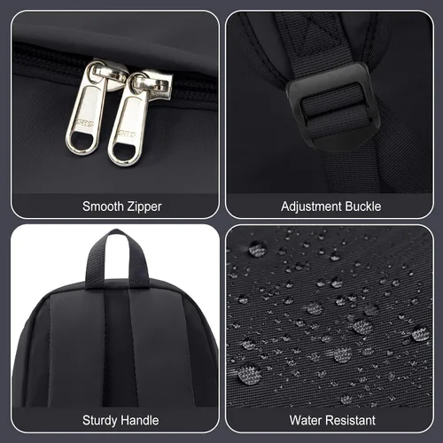 Vista 7 de Mochila Escolar Mochila de Día Casual Negra Bolso para Libros, A-Negro, Grande