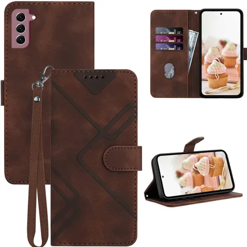 Vista 10 de para Samsung S21 Funda Billetera Titular de la tarjeta Correa (negro) PU Leather Pattern, Card Slots, Cash Pocket, Kickstand, Magnetic Closure