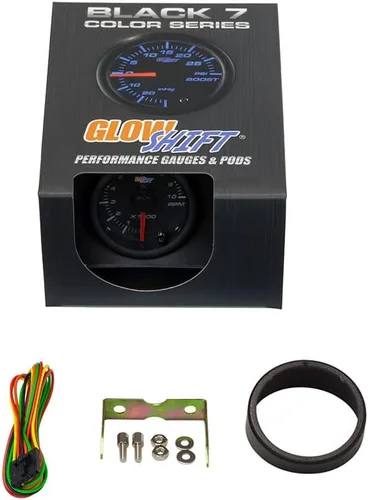 Vista 6 de GlowShift Tacómetro negro de 7 colores, 10,000 rpm, para motores de gasolina de 1 a 10 cilindros, esfera negra, lente transparente, 2-1/16 pulgadas