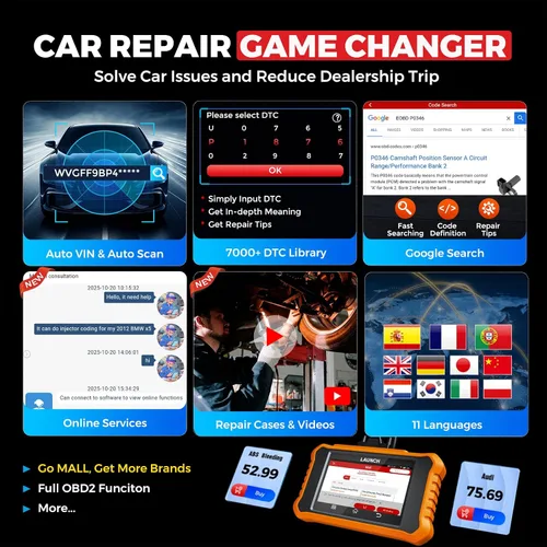 Vista 7 de LAUNCH Creader Elite V3.0 para escáner Land Rover Jaguar OBD2, herramienta de diagnóstico bidireccional de sistemas completos 2026, CAN-FD y DOIP