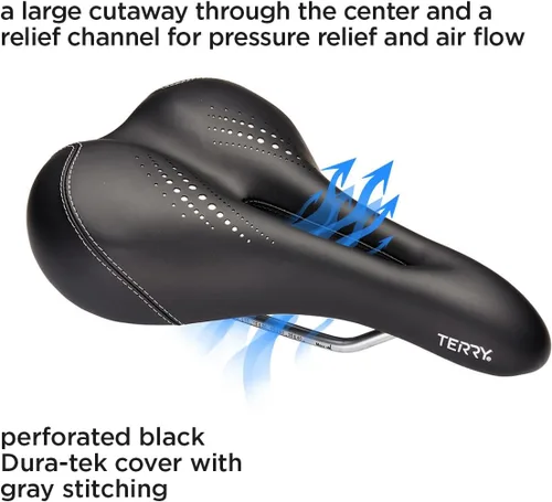 Vista 4 de Terry Liberator X - Asiento de bicicleta de gel para mujer, cómodo cojín de asiento de bicicleta de turismo, parte trasera contorneada más ancha
