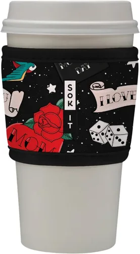 Vista 114 de Sok It HotSok Coffee & Tea - Funda de neopreno con aislamiento reutilizable (floral abstracto)