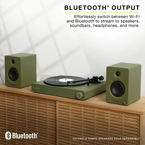 Vista 4 de Victrola Stream Onyx - Tocadiscos con transmisión Wi-Fi de 2 velocidades con salida Bluetooth, funciona con Sonos y Victrola Tempo – Altavoces