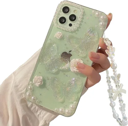Vista 8 de Funda para iPhone 11 Pro con cadena de dije para teléfono, funda protectora con purpurina transparente para mujeres y niñas para iPhone 11 Pro