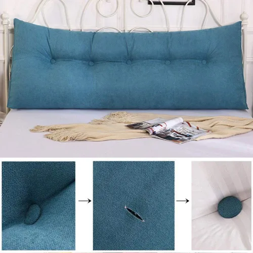 Vista 3 de Cojín de cuña triangular, almohada de lectura triangular para cama doble tamaño Queen size, almohada de lectura para adultos grandes con bolsillos
