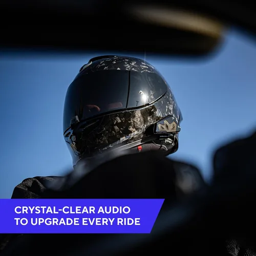 Vista 2 de EXOCOM LINK-1C Sistema de Comunicación y Comunicación de Casco de Motocicleta - Altavoces HD delgados de 40mm con intercomunicador Bluetooth +