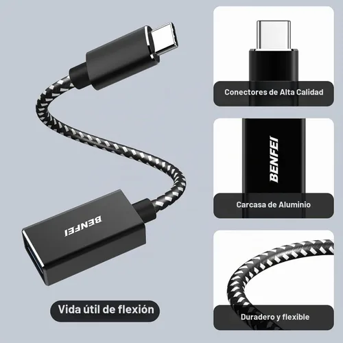 Vista 4 de BENFEI Adaptador USB C a USB 3.0, paquete de 2 adaptadores USB C a A macho a hembra compatibles con iPhone 15 Pro/Max, MacBook Pro/Air 2023, iPad