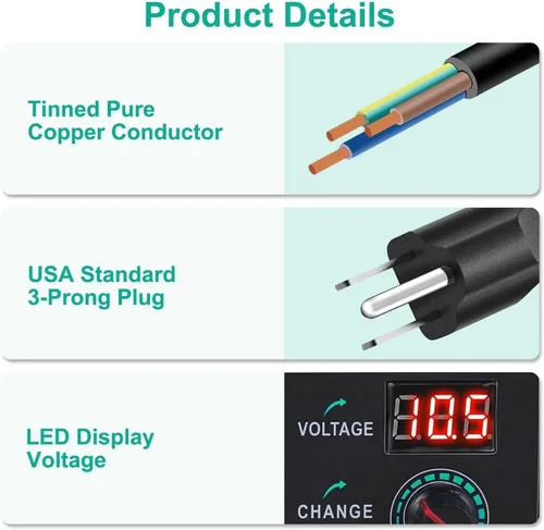 Vista 6 de Fuente de alimentación universal 3V ~ 24V 3A 72W Cargador de adaptador variable ajustable de CA/CC, convertidor de CA a CC de 100 V-240 V