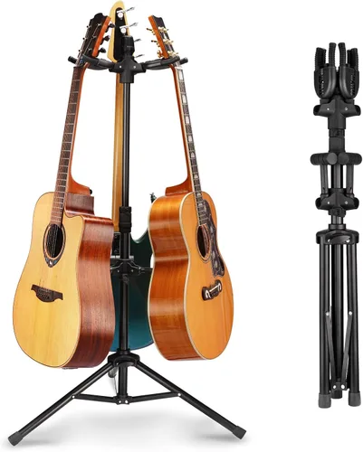 Vista 9 de GUITTO Soporte para guitarra - Bloqueo automático resistente, ajustable y plegable para acústica/eléctrica/bajo (capacidad de 15 kg), base