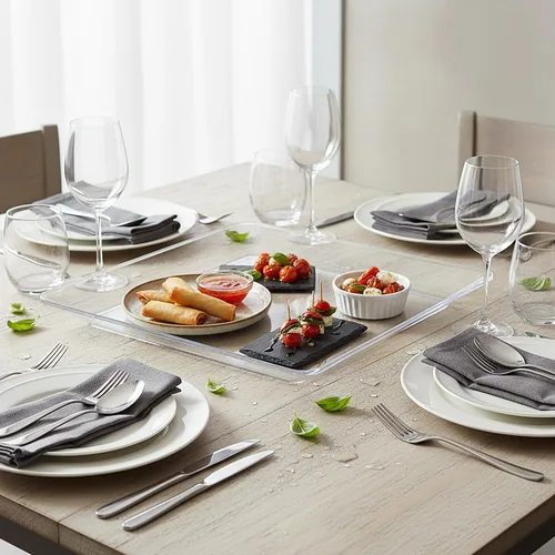 Vista 5 de Bluesky Trading Bandeja rectangular de plástico transparente, paquete de 1, diseño elegante, perfecta para bodas, fiestas de cumpleaños